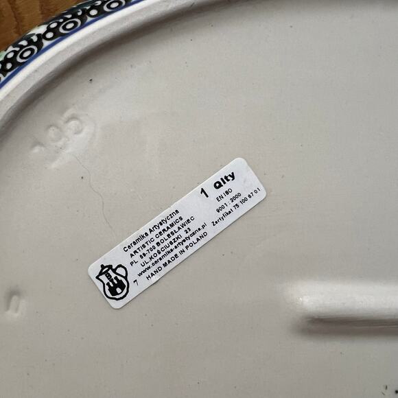 Unikat Ceremika Polish Pottery Casserole Dish Oval Blue Floral Bakeware 2007 - Picture 5 of 10